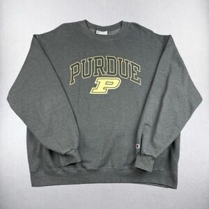 Champion Purdue Sweatshirt Mens 2XL Gray Embroidered College Team Logo Y2K